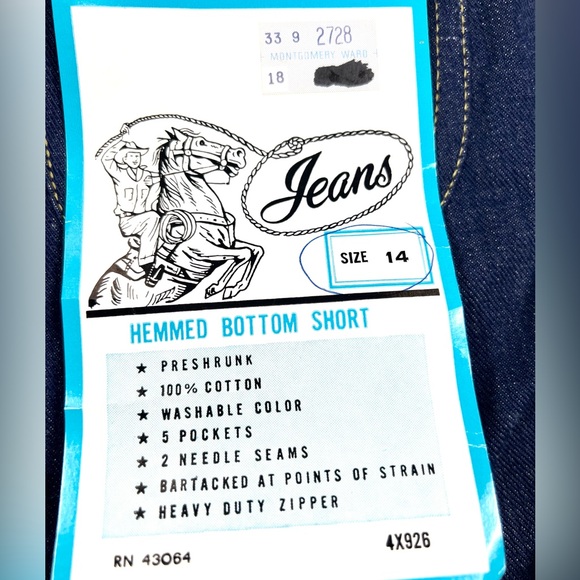 VINTAGE Girls Denim Shorts Size 14 Montgomery Ward NWT 80s 90s NOS Deadstock - Picture 4 of 13